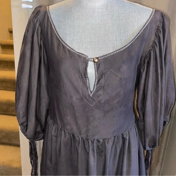 Cotton black peasant dress - Picture 5 of 8